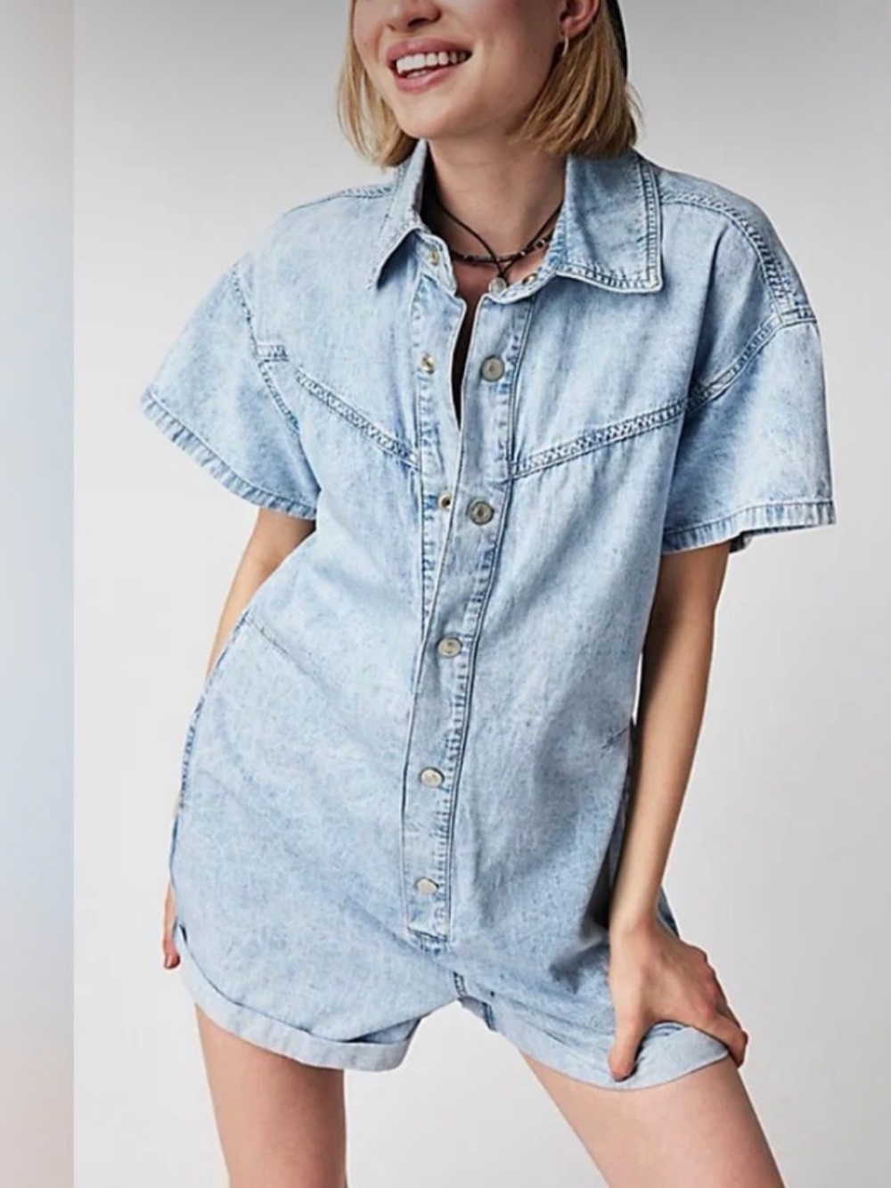 We The Free Faded Light Blue Denim Jacket